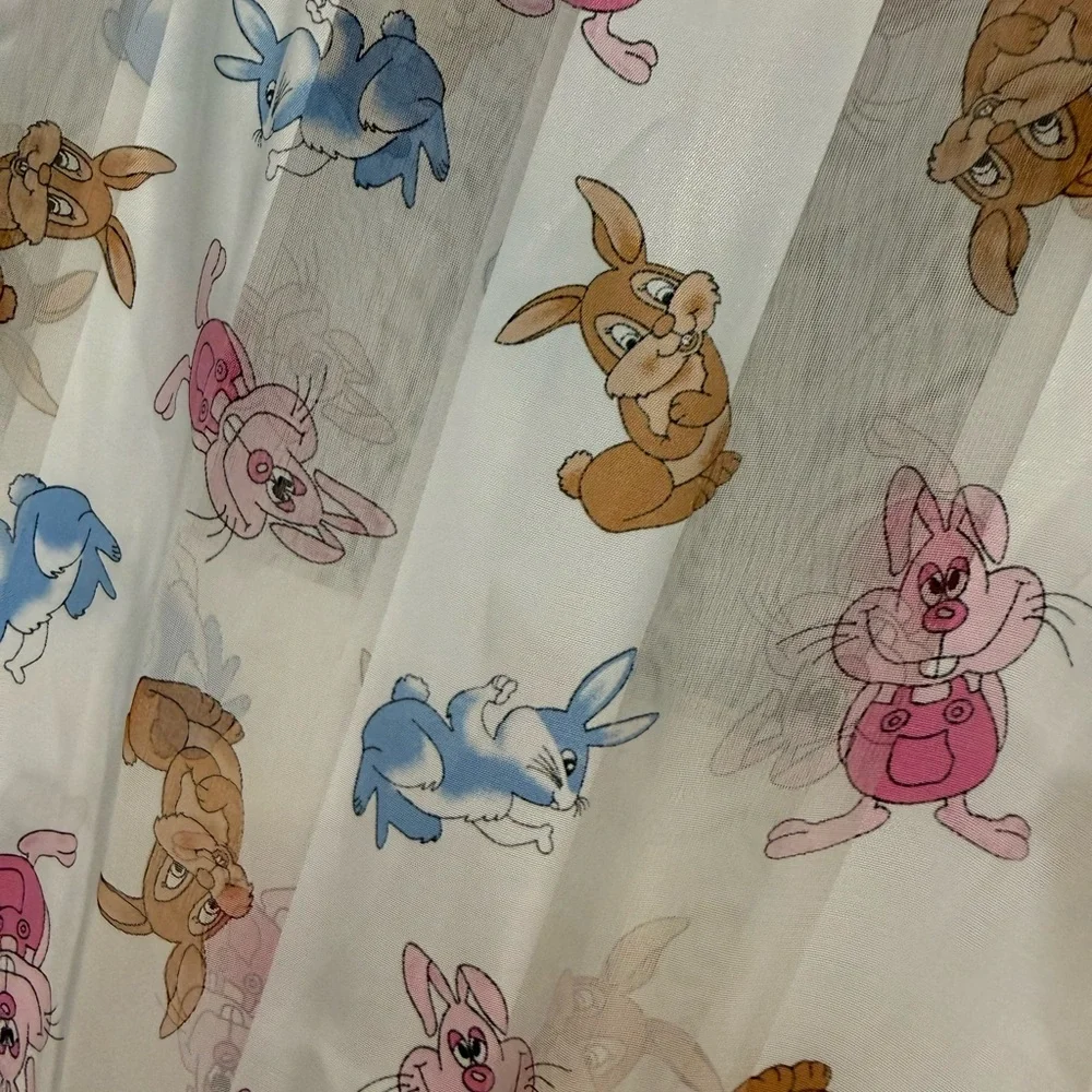 Spring Character Print Scarf - White, Pink, Blue, Brown NWOT